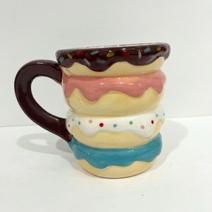Colorful Ceramic Stack of Doughnuts Coffee Mug, 4 3/4" Tall